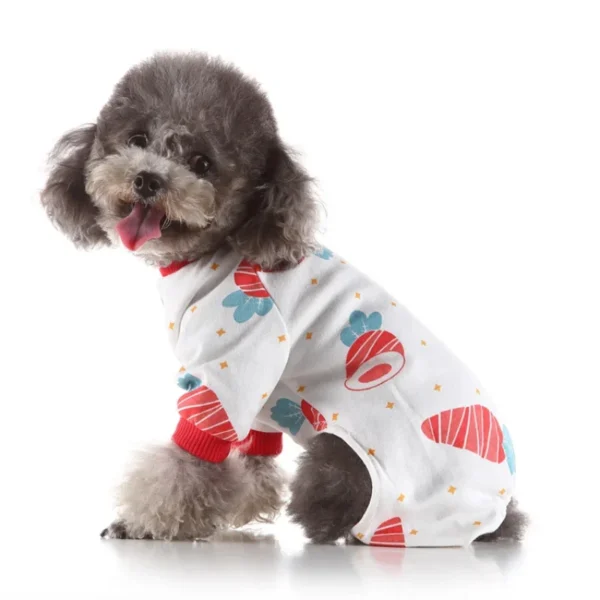 Plaid Dog Clothes Cat Dog Pajamas Daisy Pattern Tshirt Long Sleeve 4-Legs Jumpsuit Pyjamas Overalls For Small Dogs Chihuahua XXL 4