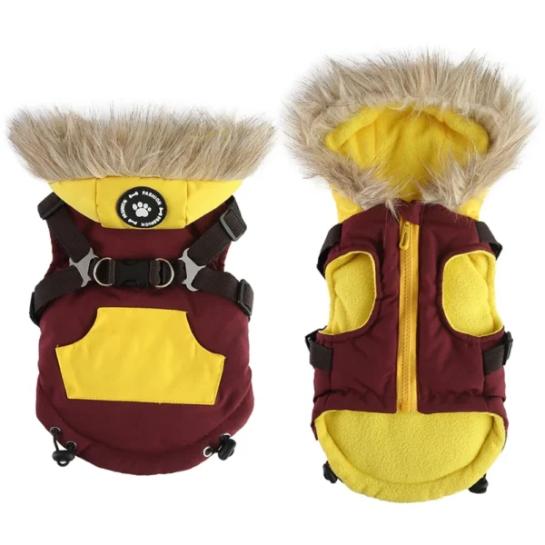 Winter Pet Dog Clothes Coat with Harness Warm Thicken Waterproof Hoodie Jacket for Small Medium Dogs Yorkie Chihuahua Clothing 3