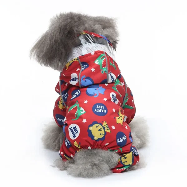 New Pet Four Legged Raincoat Printed with Animal Shape and Pattern Corgi Waterproof Windproof Hooded Poncho Dog Outdoor Clothing 1